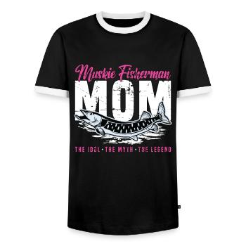 Muskie Pêcheur Maman L’Idole L’Amateur De Pêche - T-shirt contrasté Homme - noir/blanc - Devant - AI Model Female 172 light (172cm) & AI Model Male 178 light (178cm)