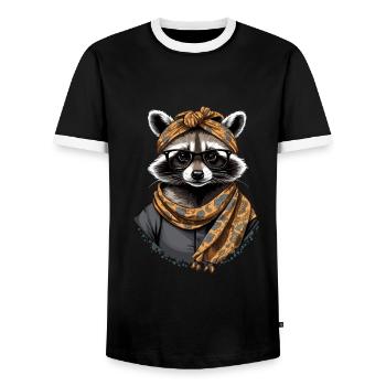 Maman raton laveur Raton laveur amant pour la fête des mères - T-shirt contrasté Homme - noir/blanc - Devant - AI Model Female 172 light (172cm) & AI Model Male 178 light (178cm)