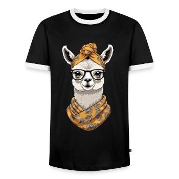 Llama Loving Mom Funny Design Mother's Day - Men's Ringer Shirt - black/white - Front - AI Model Female 172 light (172cm) & AI Model Male 178 light (178cm)