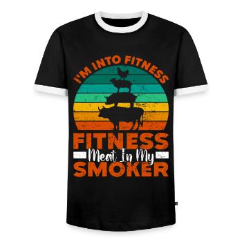 Grilling I'M INTO FITNESS MEAT IN MY SMOKER Funny - Men's Ringer Shirt - black/white - Front - AI Model Female 172 light (172cm) & AI Model Male 178 light (178cm)