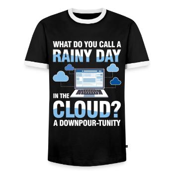 A Rainy Day In The Cloud A Downpour-Tunity - Männer Kontrast-T-Shirt - Schwarz/Weiß - Vorne - AI Model Female 172 light (172cm) & AI Model Male 178 light (178cm)