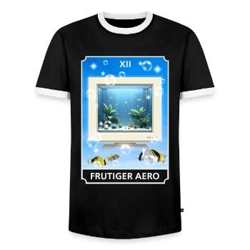 Frutiger Aero Aesthetic Tech Computer Aquarium - Männer Kontrast-T-Shirt - Schwarz/Weiß - Vorne - AI Model Female 172 light (172cm) & AI Model Male 178 light (178cm)