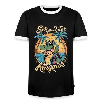 See You Later Alligator - Männer Kontrast-T-Shirt - Schwarz/Weiß - Vorne - AI Model Female 172 light (172cm) & AI Model Male 178 light (178cm)