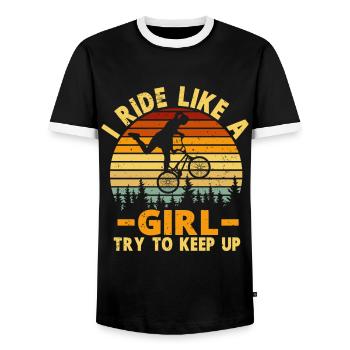 BMX Rider Fille Vélo Vélo Stunt Racing Enfants - T-shirt contrasté Homme - noir/blanc - Devant - AI Model Female 172 light (172cm) & AI Model Male 178 light (178cm)