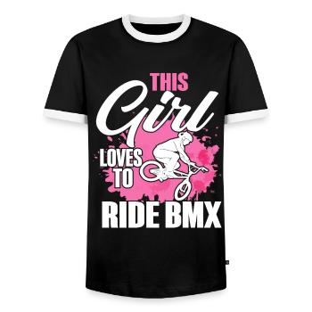 BMX Rider Fille Vélo Vélo Stunt Racing Enfants - T-shirt contrasté Homme - noir/blanc - Devant - AI Model Female 172 light (172cm) & AI Model Male 178 light (178cm)