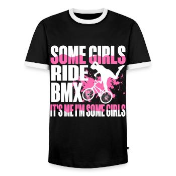 BMX Rider Fille Vélo Vélo Stunt Racing Enfants - T-shirt contrasté Homme - noir/blanc - Devant - AI Model Female 172 light (172cm) & AI Model Male 178 light (178cm)
