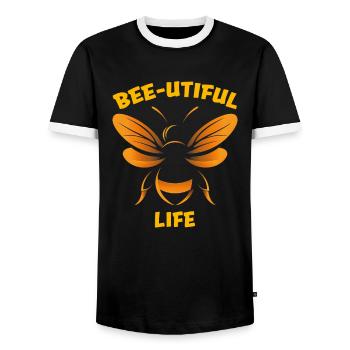 Bee Lovers Beekeepers Naturefriends Beekeepers - Men's Ringer Shirt - black/white - Front - AI Model Female 172 light (172cm) & AI Model Male 178 light (178cm)