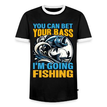 You can bet your Bass I'm going Fishing - Men's Ringer Shirt - black/white - Front - AI Model Female 172 light (172cm) & AI Model Male 178 light (178cm)