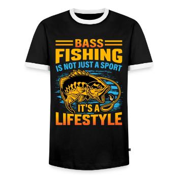 La pêche à l’achigan n’est pas seulement un sport, c’est un mode de vie - T-shirt contrasté Homme - noir/blanc - Devant - AI Model Female 172 light (172cm) & AI Model Male 178 light (178cm)