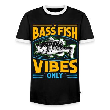 Bash Fish Vibes uniquement - T-shirt contrasté Homme - noir/blanc - Devant - AI Model Female 172 light (172cm) & AI Model Male 178 light (178cm)