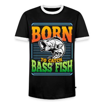 Geboren, um Barschfische zu fangen - Männer Kontrast-T-Shirt - Schwarz/Weiß - Vorne - AI Model Female 172 light (172cm) & AI Model Male 178 light (178cm)