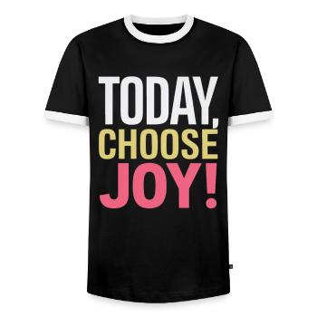 Aujourd’hui, je choisis la joie dans ta vie - T-shirt contrasté Homme - noir/blanc - Devant - AI Model Female 172 light (172cm) & AI Model Male 178 light (178cm)