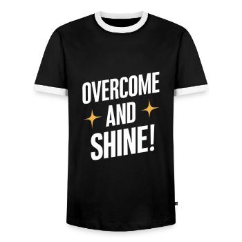 Conquer and shine like a star - Men's Ringer Shirt - black/white - Front - AI Model Female 172 light (172cm) & AI Model Male 178 light (178cm)