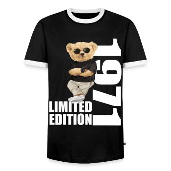 Édition limitée 1971 ours ours anniversaire 1971 - T-shirt contrasté Homme - noir/blanc - Devant - AI Model Female 172 light (172cm) & AI Model Male 178 light (178cm)