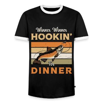 Gagnant de la pêche à la truite Gagnant Hookin' Fishing Lover - T-shirt contrasté Homme - noir/blanc - Devant - AI Model Female 172 light (172cm) & AI Model Male 178 light (178cm)