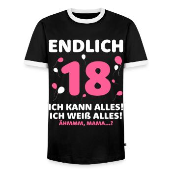 Finally 18 I can do everything I know everything - Men's Ringer Shirt - black/white - Front - AI Model Female 172 light (172cm) & AI Model Male 178 light (178cm)