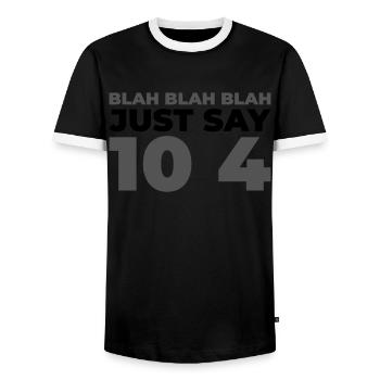 Notruf Leitstelle Einsatzzentrale Blah Blah Blah - Männer Kontrast-T-Shirt - Schwarz/Weiß - Vorne - AI Model Female 172 light (172cm) & AI Model Male 178 light (178cm)
