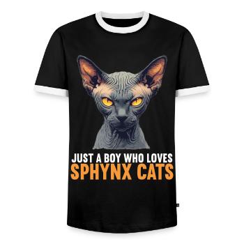 Sphynx Kitten Sphynx Cat - Men's Ringer Shirt - black/white - Front - AI Model Female 172 light (172cm) & AI Model Male 178 light (178cm)