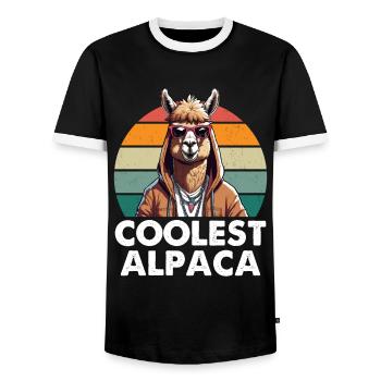 Coolest Alpaca - Men's Ringer Shirt - black/white - Front - AI Model Female 172 light (172cm) & AI Model Male 178 light (178cm)