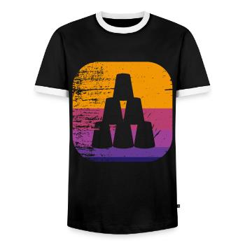 Cup Stacking Retro - Männer Kontrast-T-Shirt - Schwarz/Weiß - Vorne - AI Model Female 172 light (172cm) & AI Model Male 178 light (178cm)