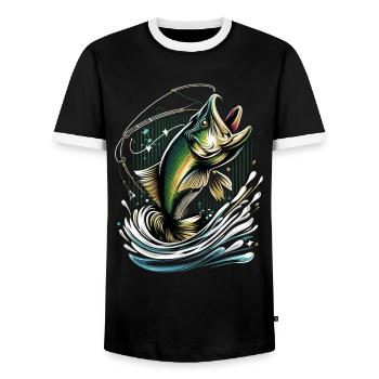 Barsch-Fisch - Männer Kontrast-T-Shirt - Schwarz/Weiß - Vorne - AI Model Female 172 light (172cm) & AI Model Male 178 light (178cm)