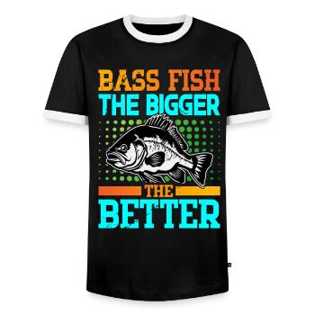 Barschfische je größer desto besser - Männer Kontrast-T-Shirt - Schwarz/Weiß - Vorne - AI Model Female 172 light (172cm) & AI Model Male 178 light (178cm)