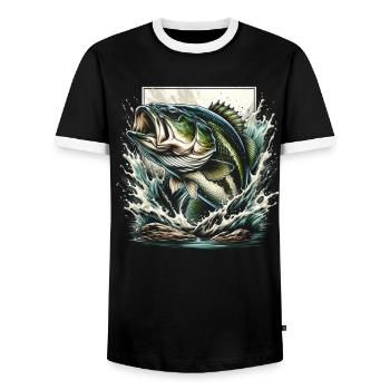 Poisson bar - T-shirt contrasté Homme - noir/blanc - Devant - AI Model Female 172 light (172cm) & AI Model Male 178 light (178cm)