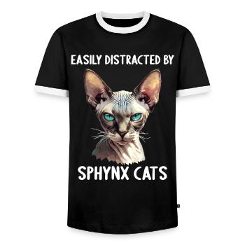 Sphynx Kitten Sphynx Cat - Men's Ringer Shirt - black/white - Front - AI Model Female 172 light (172cm) & AI Model Male 178 light (178cm)