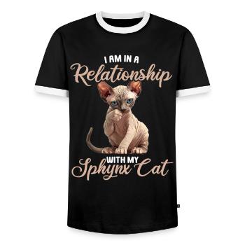 Sphynx Kitten Sphynx Cat - Men's Ringer Shirt - black/white - Front - AI Model Female 172 light (172cm) & AI Model Male 178 light (178cm)