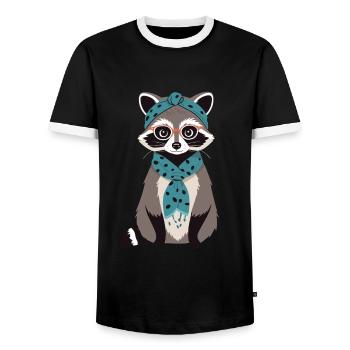 Maman raton laveur Raton laveur amant pour la fête des mères - T-shirt contrasté Homme - noir/blanc - Devant - AI Model Female 172 light (172cm) & AI Model Male 178 light (178cm)