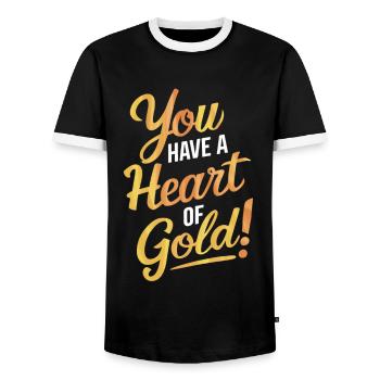 Tu as un cœur d’or - T-shirt contrasté Homme - noir/blanc - Devant - AI Model Female 172 light (172cm) & AI Model Male 178 light (178cm)