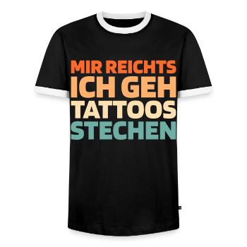 Tattoo Artist Tattoo - Men's Ringer Shirt - black/white - Front - AI Model Female 172 light (172cm) & AI Model Male 178 light (178cm)