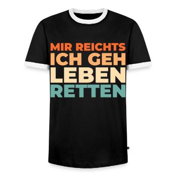 Rettungsdienst Sanitäter Rettungssanitäter - Männer Kontrast-T-Shirt - Schwarz/Weiß - Vorne - AI Model Female 172 light (172cm) & AI Model Male 178 light (178cm)
