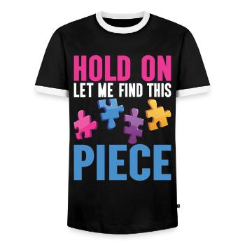 Puzzle Pièce Puzzle Amateur de Puzzle - T-shirt contrasté Homme - noir/blanc - Devant - AI Model Female 172 light (172cm) & AI Model Male 178 light (178cm)