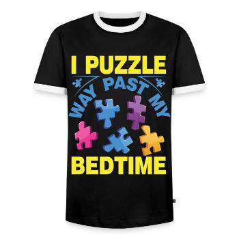 Puzzle Pièce Puzzle Amateur de Puzzle - T-shirt contrasté Homme - noir/blanc - Devant - AI Model Female 172 light (172cm) & AI Model Male 178 light (178cm)