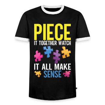 Puzzle Pièce Puzzle Amateur de Puzzle - T-shirt contrasté Homme - noir/blanc - Devant - AI Model Female 172 light (172cm) & AI Model Male 178 light (178cm)