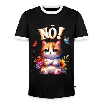 Cat Funny Saying Nope! for cat lovers - Men's Ringer Shirt - black/white - Front - AI Model Female 172 light (172cm) & AI Model Male 178 light (178cm)