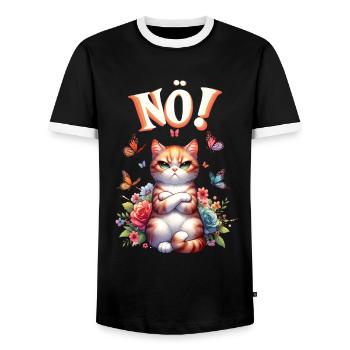 Cat Funny Saying Nope! for cat lovers - Men's Ringer Shirt - black/white - Front - AI Model Female 172 light (172cm) & AI Model Male 178 light (178cm)