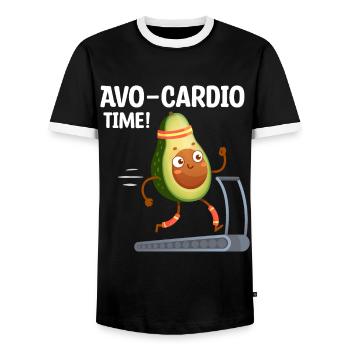 Avo-Cardio Lustiges Wortspiel Training Avocado - Männer Kontrast-T-Shirt - Schwarz/Weiß - Vorne - AI Model Female 172 light (172cm) & AI Model Male 178 light (178cm)