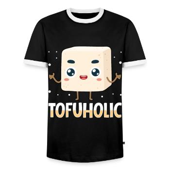 Vegan Vegetarier Design für einen Tofu Fan - Männer Kontrast-T-Shirt - Schwarz/Weiß - Vorne - AI Model Female 172 light (172cm) & AI Model Male 178 light (178cm)