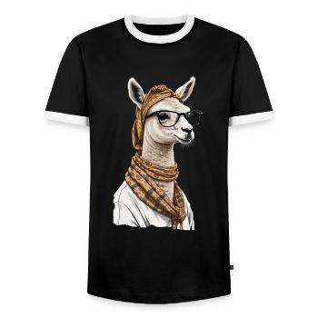 Funny Llama Alpaca Design for Mother's Day - Men's Ringer Shirt - black/white - Front - AI Model Female 172 light (172cm) & AI Model Male 178 light (178cm)