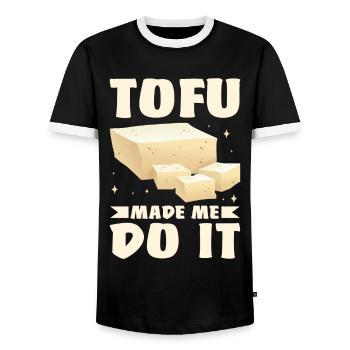 Vegan Vegetarier Design für einen Tofu Fan - Männer Kontrast-T-Shirt - Schwarz/Weiß - Vorne - AI Model Female 172 light (172cm) & AI Model Male 178 light (178cm)