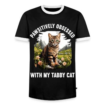 Tabby Kitten Tabby Cat - Men's Ringer Shirt - black/white - Front - AI Model Female 172 light (172cm) & AI Model Male 178 light (178cm)