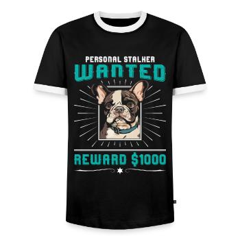 Frenchie PERSONAL STALKER RECHERCHÉ $1000 - T-shirt contrasté Homme - noir/blanc - Devant - AI Model Female 172 light (172cm) & AI Model Male 178 light (178cm)