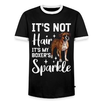 German Boxer NOT HAIR IT'S MY BOXERS SPARKLE - Men's Ringer Shirt - black/white - Front - AI Model Female 172 light (172cm) & AI Model Male 178 light (178cm)