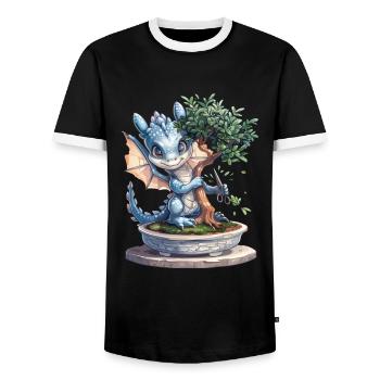 Drache Bonsai Japanisch Kawaii - Männer Kontrast-T-Shirt - Schwarz/Weiß - Vorne - AI Model Female 172 light (172cm) & AI Model Male 178 light (178cm)