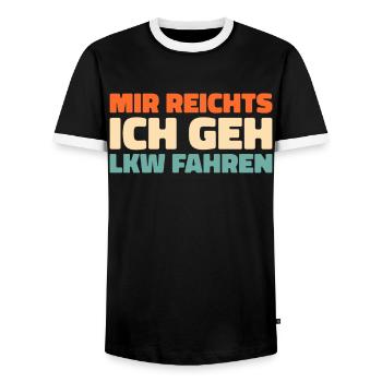 Chauffeur de camion Camionneur Chauffeur de camion - T-shirt contrasté Homme - noir/blanc - Devant - AI Model Female 172 light (172cm) & AI Model Male 178 light (178cm)