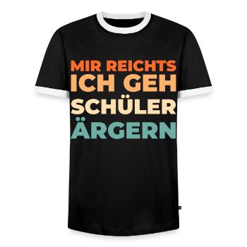 Teacher, pedagogue, I've had enough, I'm going to be a student - Men's Ringer Shirt - black/white - Front - AI Model Female 172 light (172cm) & AI Model Male 178 light (178cm)