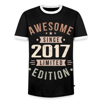 Original 2017 Jahrgang Vintage Geburtstag 2017 - Männer Kontrast-T-Shirt - Schwarz/Weiß - Vorne - AI Model Female 172 light (172cm) & AI Model Male 178 light (178cm)