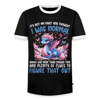 T-shirt Dragon Conte de fées Dragon Kanji japonais - T-shirt contrasté Homme - noir/blanc - Devant - AI Model Female 172 light (172cm) & AI Model Male 178 light (178cm)